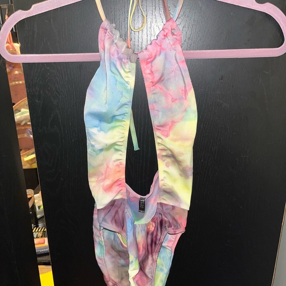 Little black diamond tie die cutout rave festival bodysuit in small - Picture 2 of 3